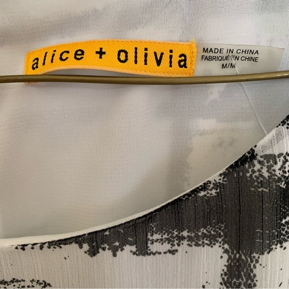 Alice + Olivia Matilda Leather-Trim Dress Mini EUC Size - M - Picture 6 of 6
